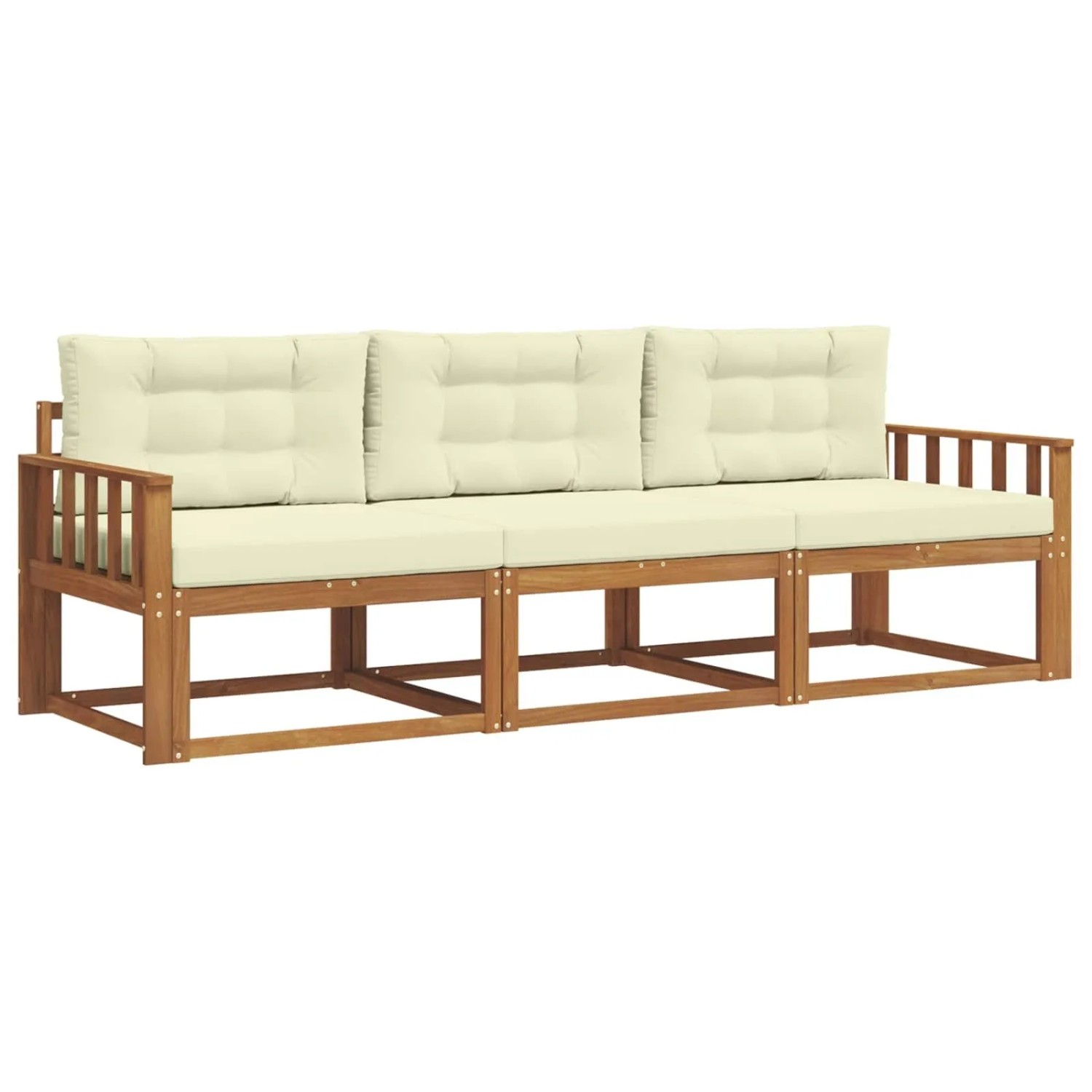 vidaXL Outdoor-Sofagarnitur mit Kissen 3-Tlg Natur und Creme 3367118