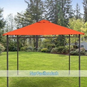Orangefarbenes Ersatzdach aus Polyester für einen Pavillon. Sonnenschutz im Garten.