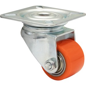 Wagner Mini Lenkrolle mit orangefarbenem Rad, Tragkraft 100 kg. Ideal für Möbel und Geräte.