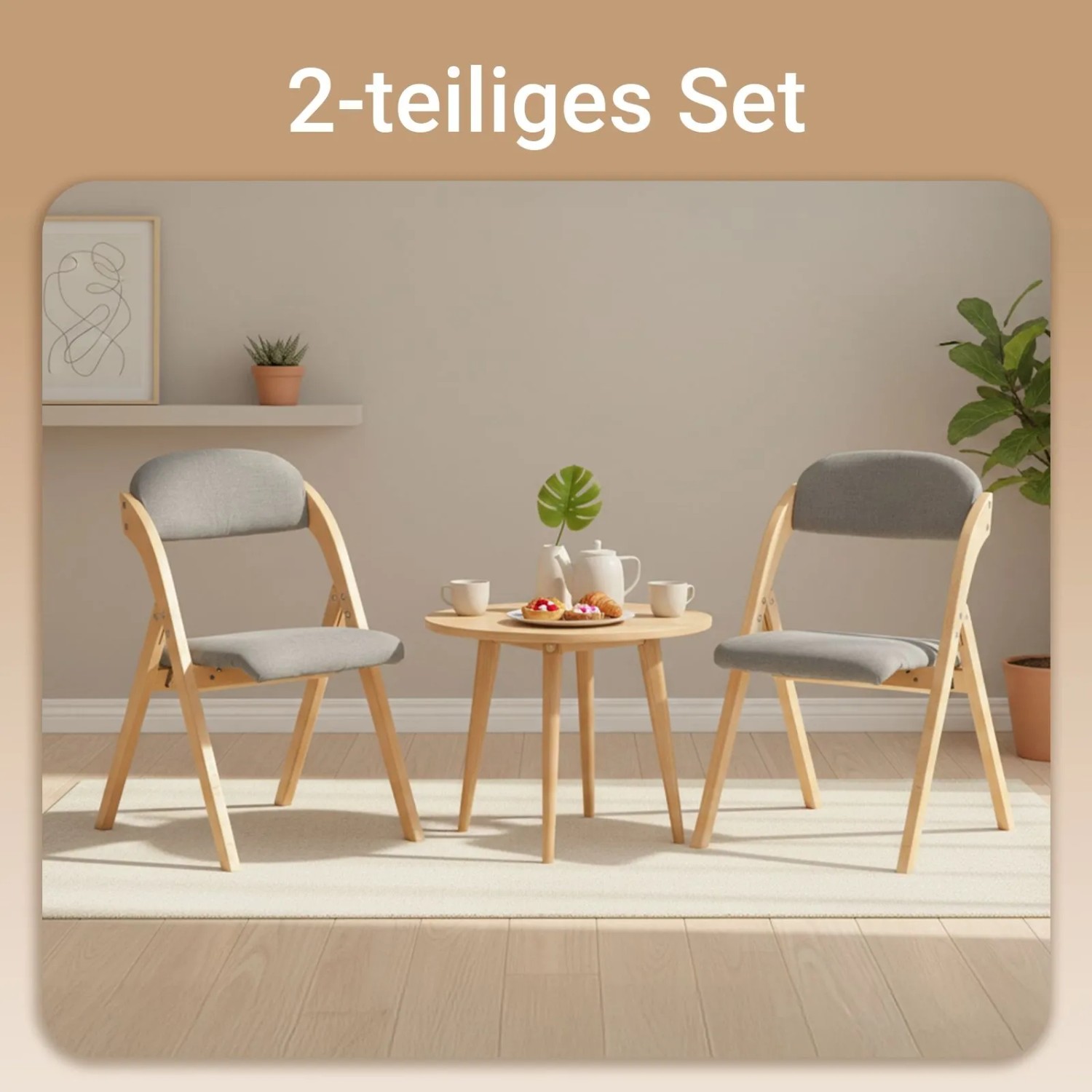 SoBuy 2er Set Esszimmerstuhl Klappstuhl Küchenstuhl Polsterstuhl mit Lehne Grau FST92-Nx2_2