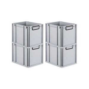 PROREGAL SuperSparSet 4x Eurobox Nextgen Color HxBxT 32x30x40cm 30 Liter Griffe Schwarz Geschlossen Grau Eurobehälter Transportbox Transportbehälter