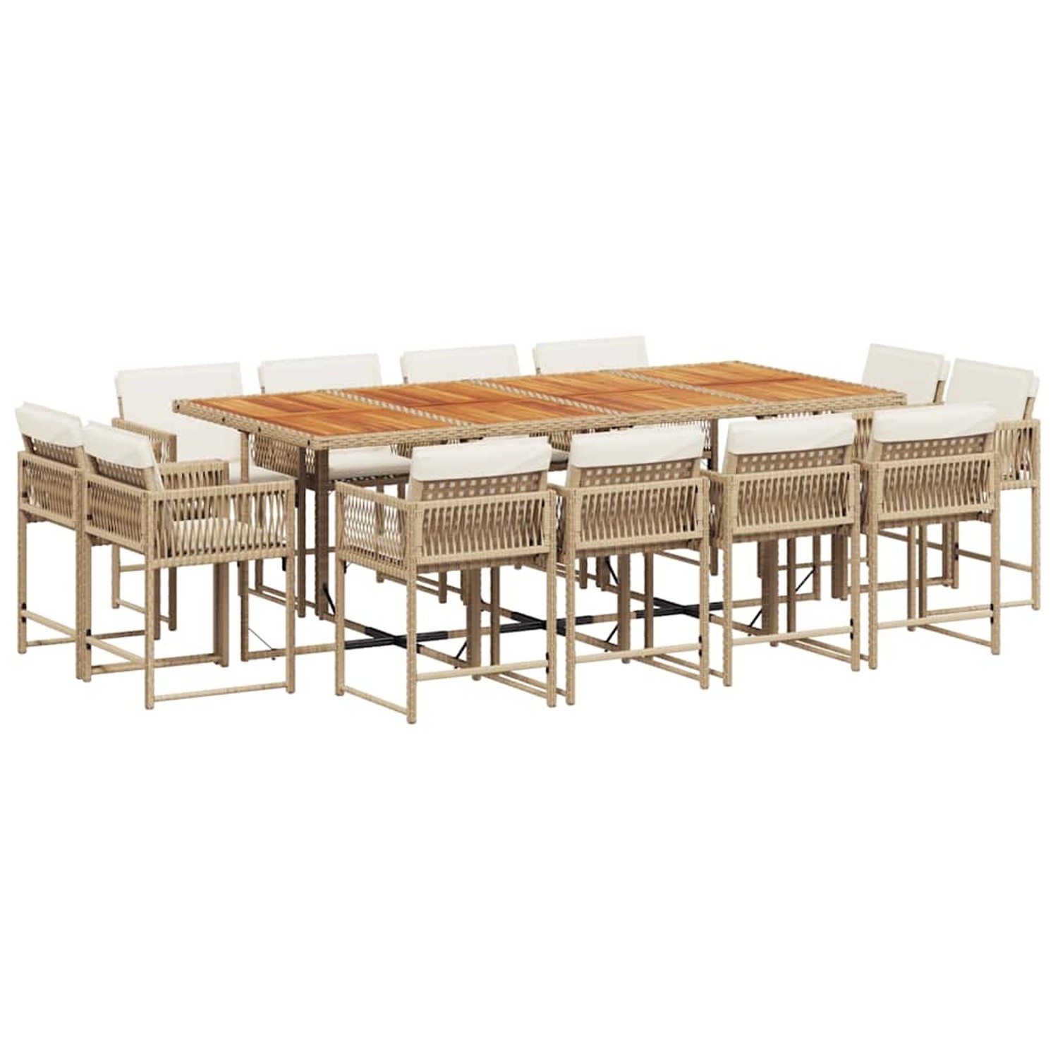 vidaXL 13-Tlg Garten-Essgruppe mit Kissen Beige Poly Rattan 3211588 günstig online kaufen