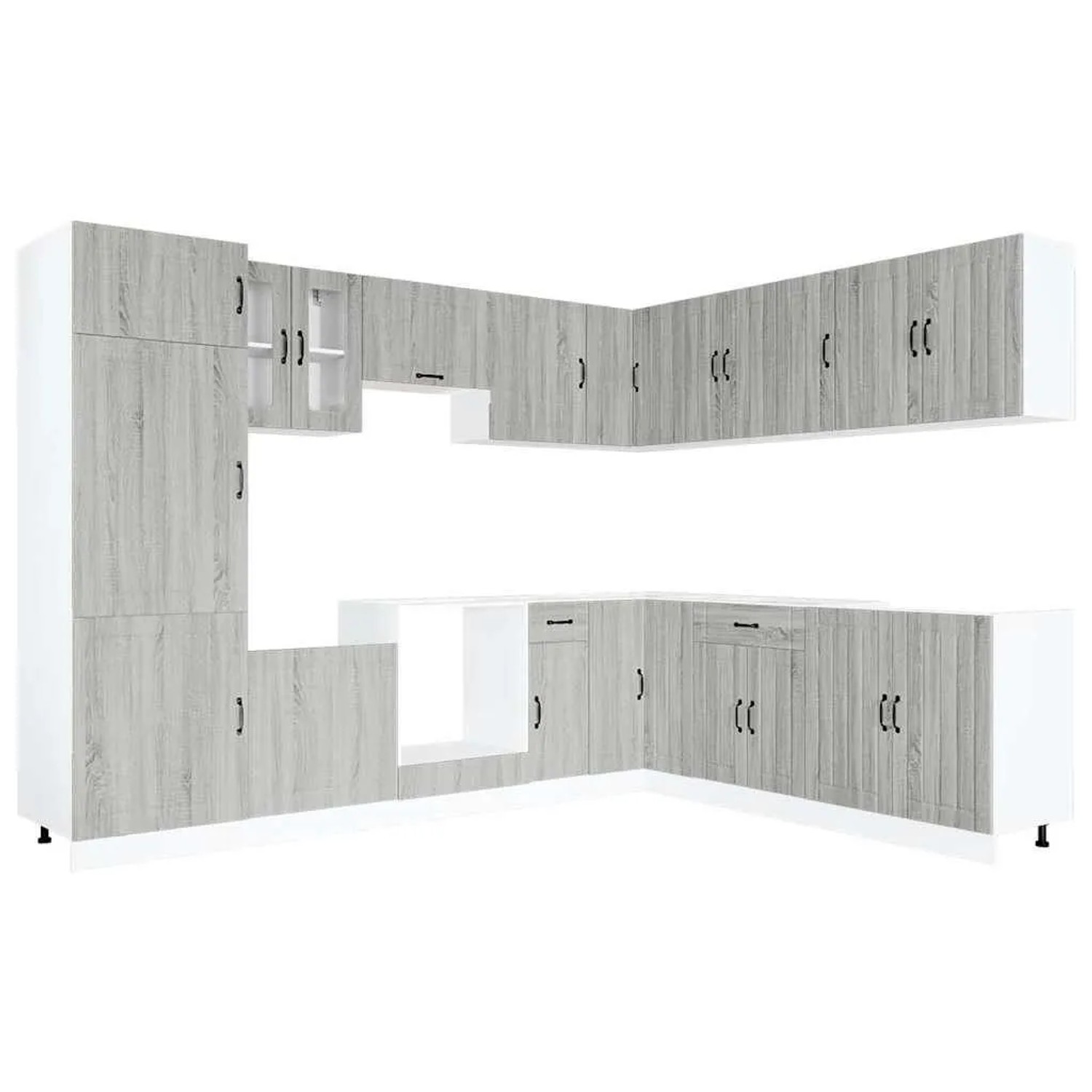 vidaXL 14 Tlg Küchenschrank-Set Lucca Grau Sonoma Holzwerkstoff 3314987 günstig online kaufen