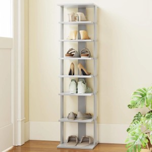 Costway 8 Stufiges Schuhregal Höhenverstellbar Holz Grau Einzel