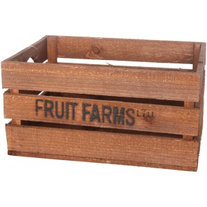 Braune Holzkiste 15L mit Griffen, 35x25x18cm, zur Aufbewahrung.