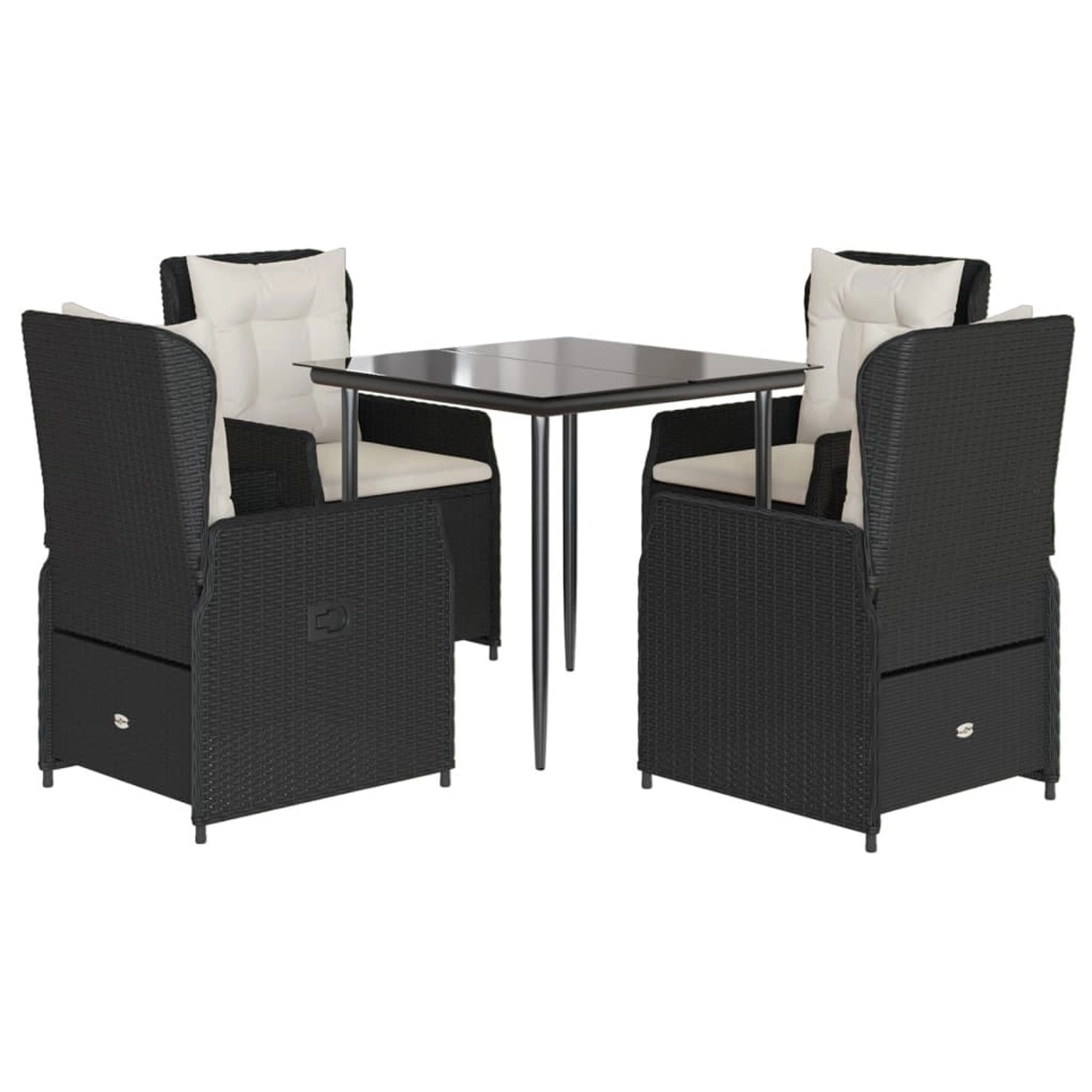 vidaXL 5-Tlg Garten-Essgruppe mit Kissen Schwarz Poly Rattan 3262827 günstig online kaufen
