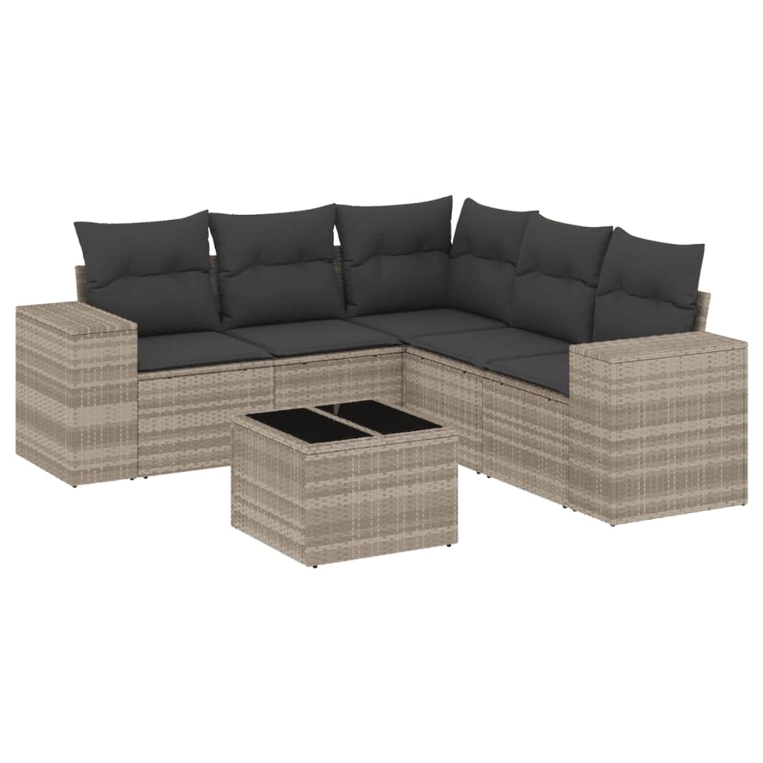vidaXL 6-Tlg Garten-Sofagarnitur mit Kissen Hellgrau Poly Rattan 3222561