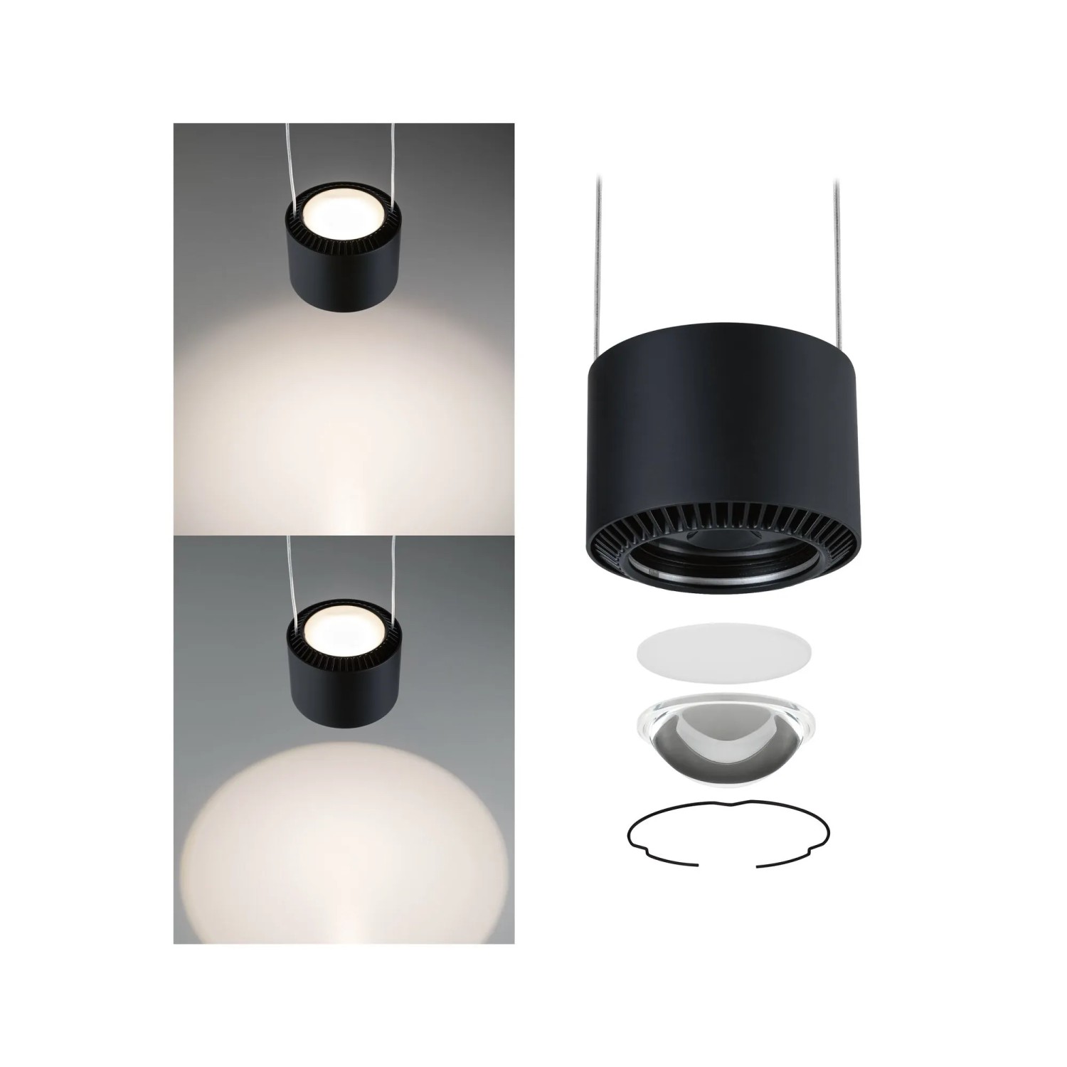 Paulmann URail LED Pendelleuchte Aldan, schwarz matt, dimmbar. Schienensystem-Leuchte für individuelle Lichtgestaltung.