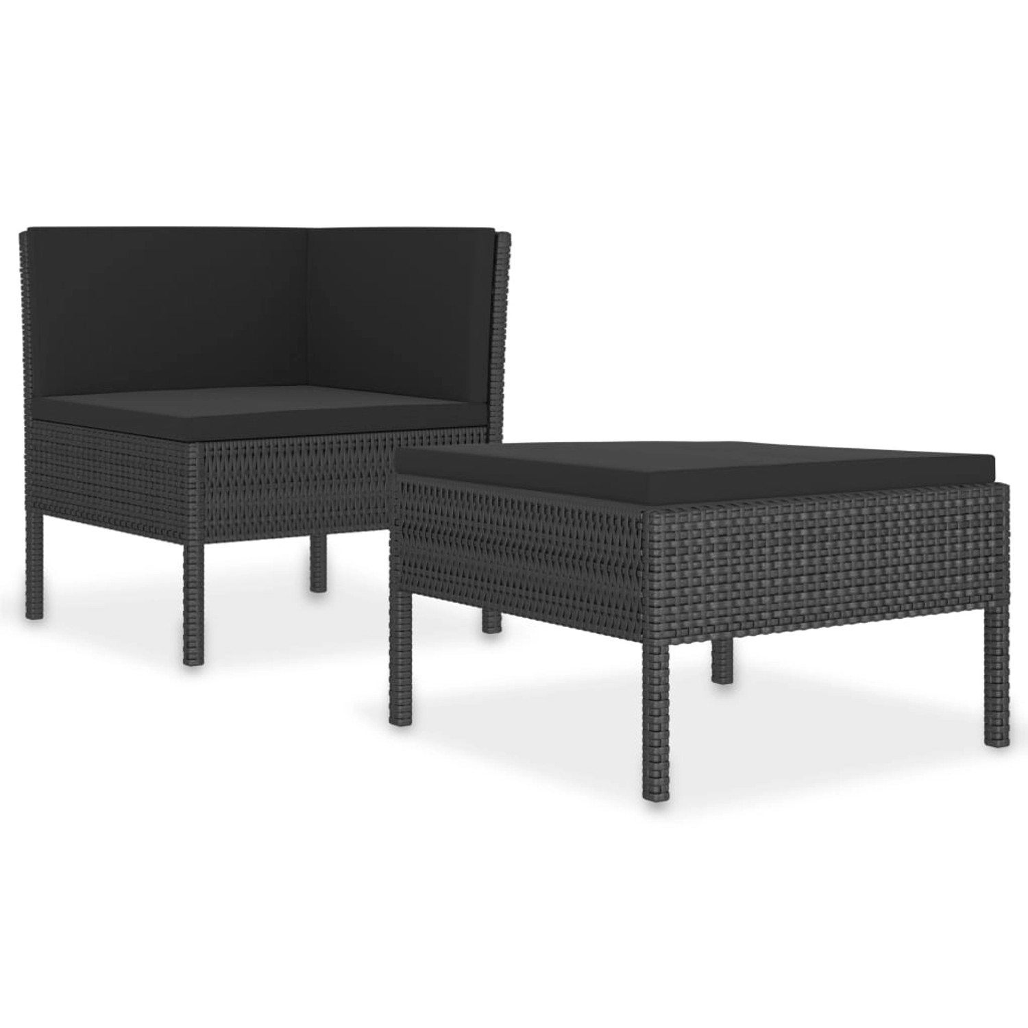 2-tlg. Garten-lounge-set Mit Auflagen Poly Rattan Schwarz günstig online kaufen