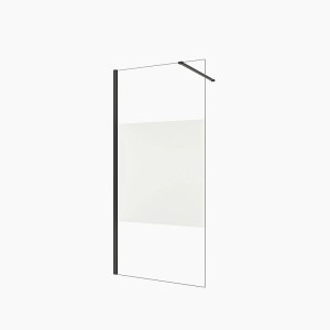 Schwarzes Wandprofil mit Stabilisierungsstange für Duschwand (6-8mm Glas).