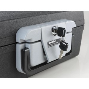 Westfalia Dokumentenbox, feuerfester Tresor aus Kunststoff mit Schlüssel, 390x335x160mm.