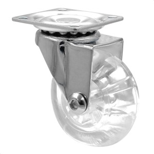 Transparente Wagner Design Lenkrolle, 50mm, Tragkraft 40kg, für Möbel.