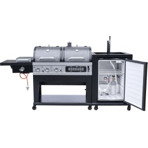 El Fuego Kombigrill 3 in 1 mit Bierkühler und Zapfanlage, Gasgrill und Holzkohlegrill.