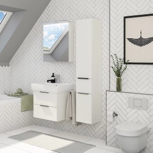 Steinkamp Waschtischunterschrank Living 2.0 mit GROHE Cube Waschbecken, Schneeweiß Glanz.