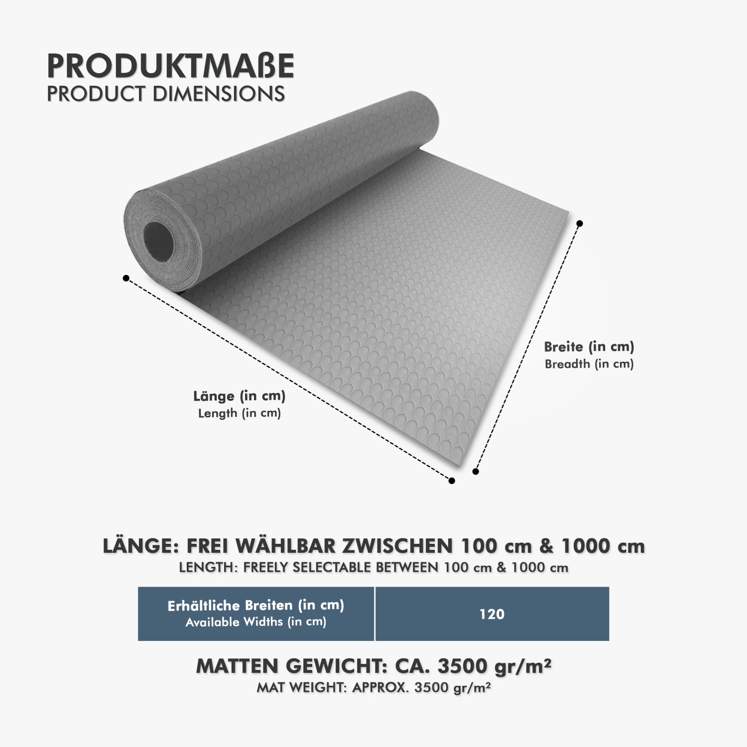 Karat Gummimatte Meterware Big Button mit 2 mm Stärke PVCBodenbelag