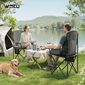 WOLTU Campingstuhl Klappbar Leicht mit Hochlehne Kühltasche Getränkehalter