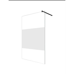Glas Duschabtrennung, 118x200 cm, satiniert in der Mitte, mit schwarzem Stabilisator.