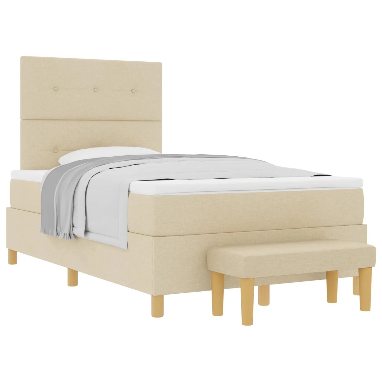 vidaXL Boxspringbett mit Matratze Creme 120 x 190 cm Stoff 3344287