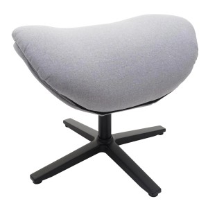 Hocker für MCW Relaxsessel L12, drehbar, hellgrau, mit Stoffbezug und schwarzem Fuß.