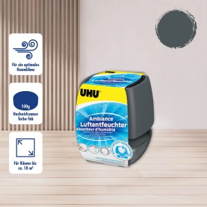 UHU Luftentfeuchter Ambiance Turbo Tab, anthrazit, für optimales Raumklima.