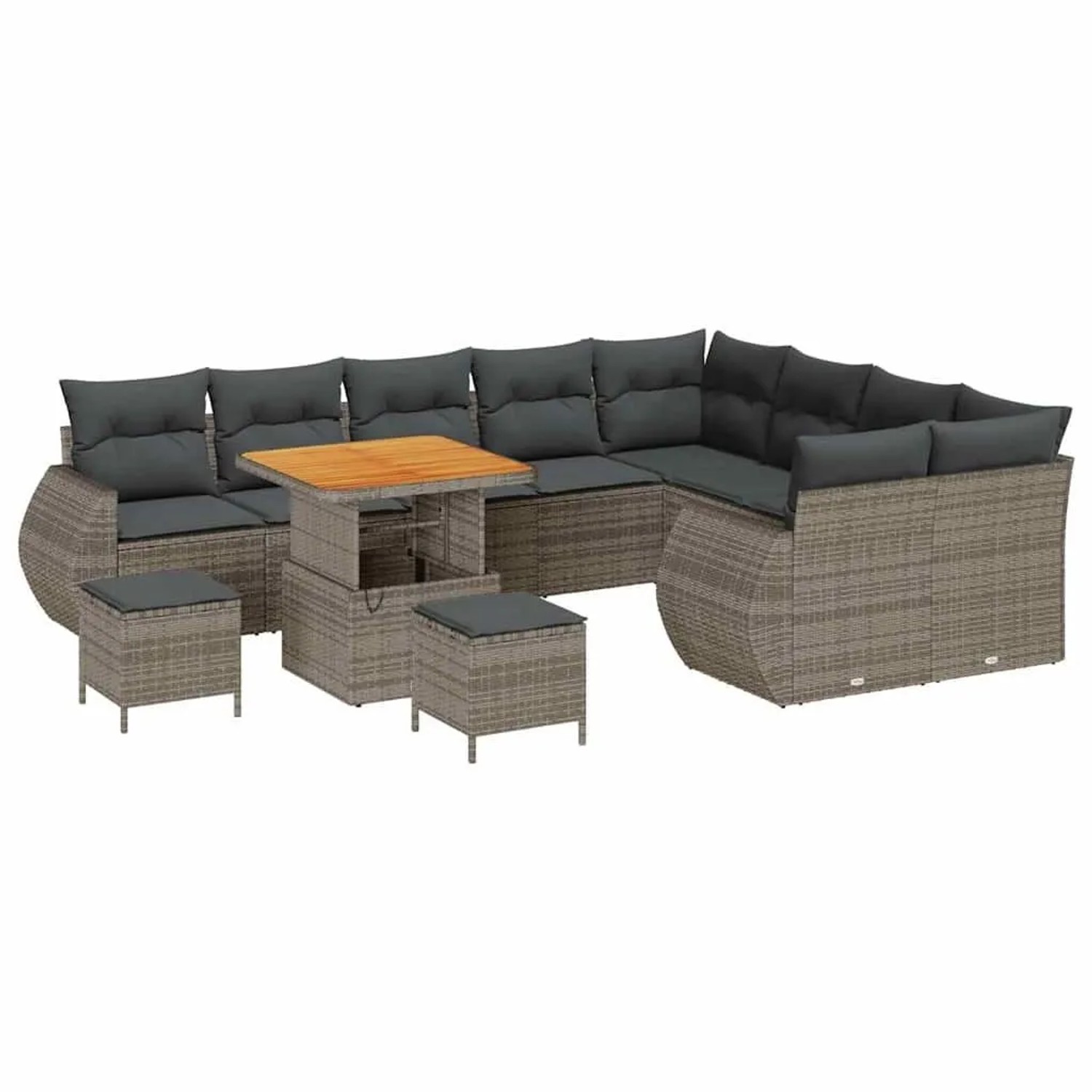 vidaXL Gartensofa-set mit Kissen mit Speicher 12-Tlg Grau Poly-Rattan 33638 günstig online kaufen