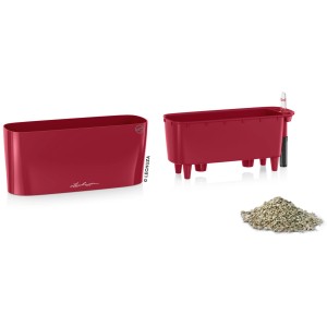 Lechuza Delta 10 Pflanzgefäß in Scarlet Rot, hochglänzend, 30x11 cm, für Innenräume.