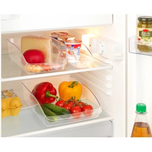 Wenko Kühlschrank-Organizer 3er-Set, transparente Boxen mit Lebensmitteln im Kühlschrank.