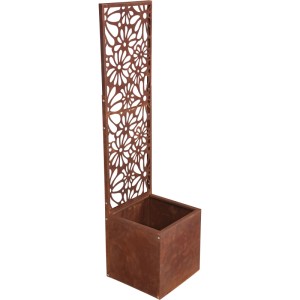 Rostbrauner Garden Pleasure Pflanzkübel Ezra mit Sichtschutz (118x30x30cm) für Garten & Terrasse.