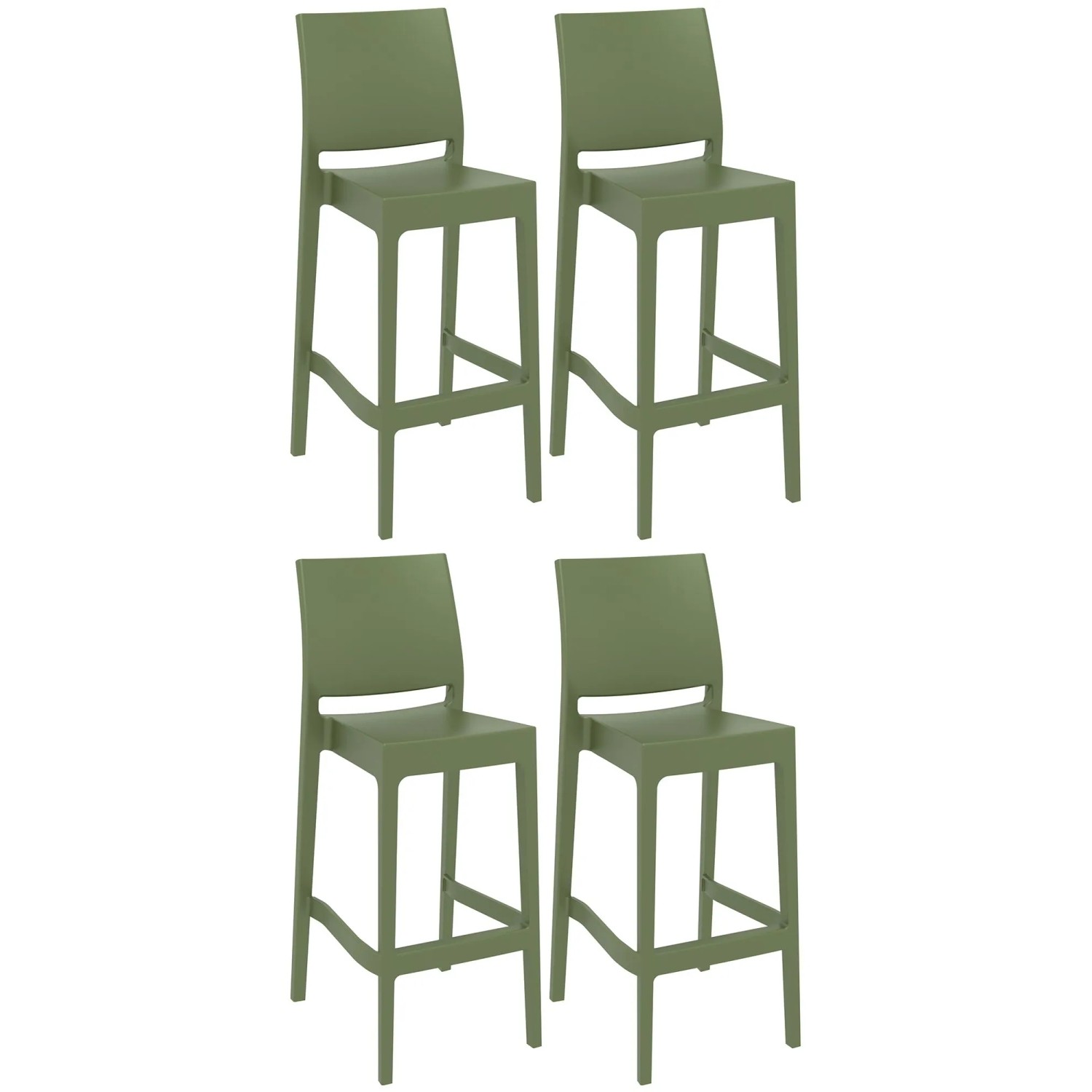 CLP 4er Set Barhocker Maya Kunststoff Oliv