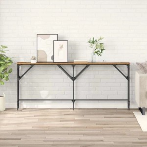 vidaXL Konsolentisch im Altholz-Design, 180 cm breit, mit schwarzem Metallgestell.