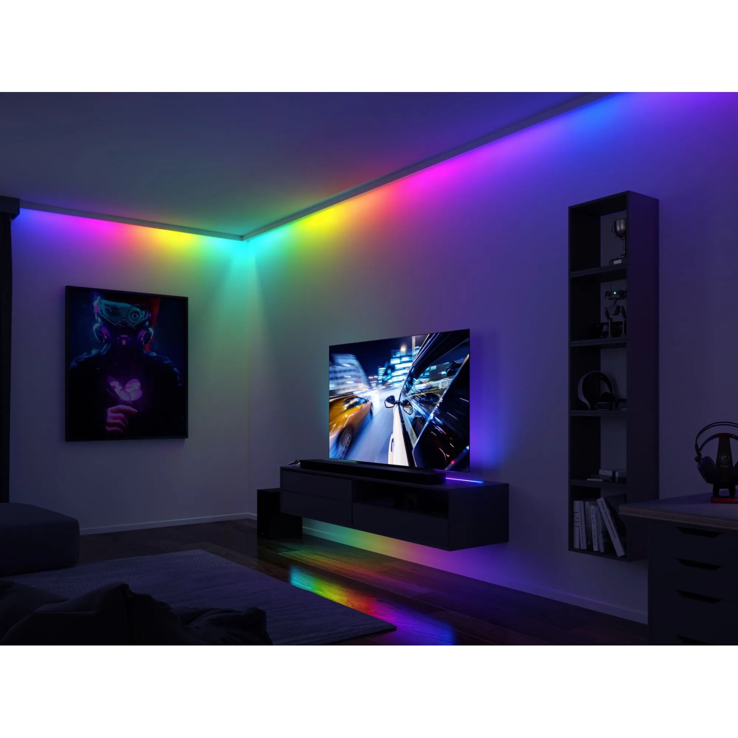 Paulmann LED-Strip EntertainLED Set, 3 m, RGB-Farbwechsel für stimmungsvolle Beleuchtung im Wohnzimmer.
