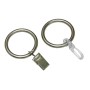 Gardinia Gardinenringe Europa, 10er-Pack, Silber-Satin, für 19 mm Stangen mit Klammern und Faltenlegehaken.