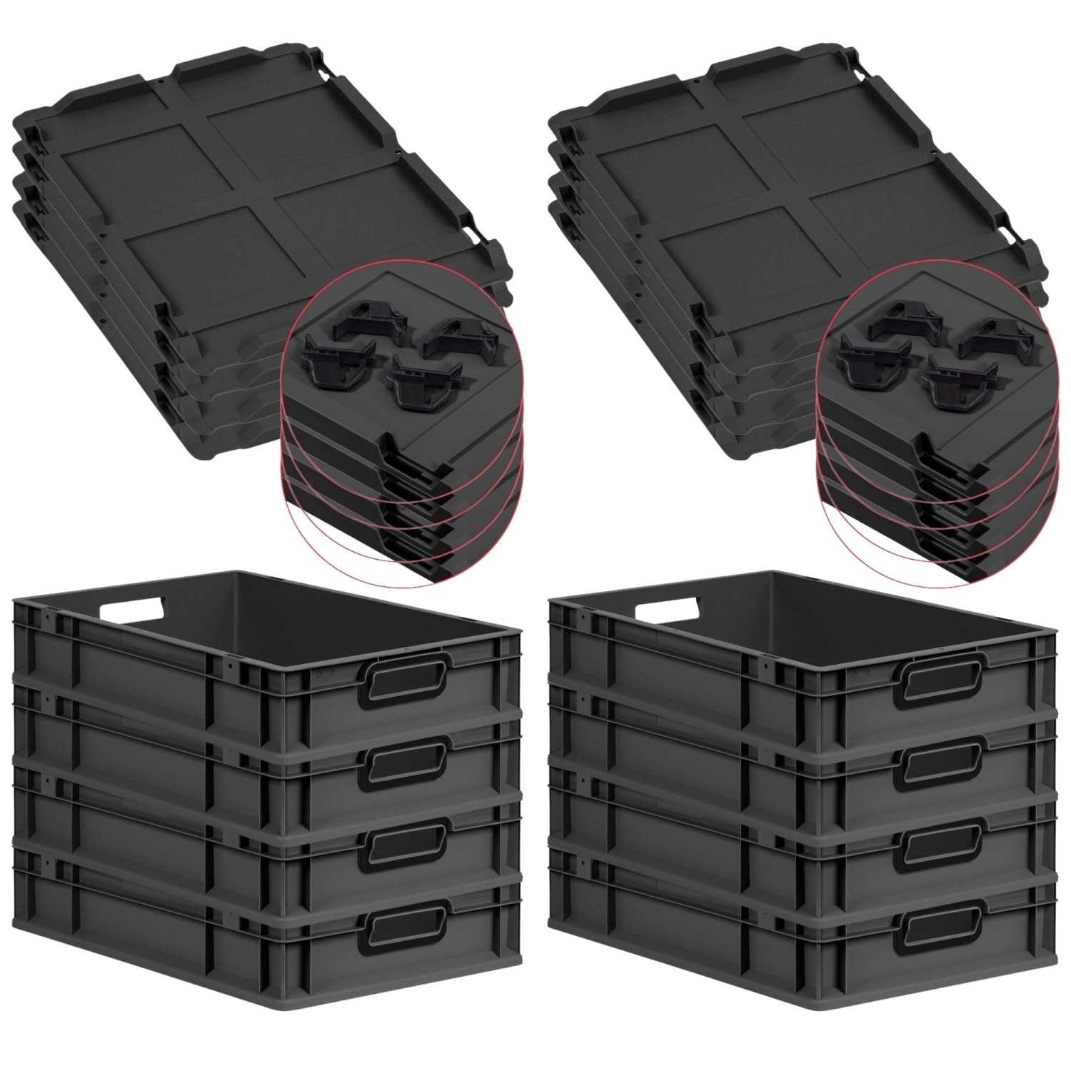 PROREGAL SuperSparSet 8x Eurobox Nextgen Color Mit Auflagedeckel HxBxT 12x4 günstig online kaufen