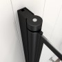 Detailaufnahme: Schwarze Aurlane Badewannenfaltwand Bricks, 1-flügelig, mit Gitternetzlinien.