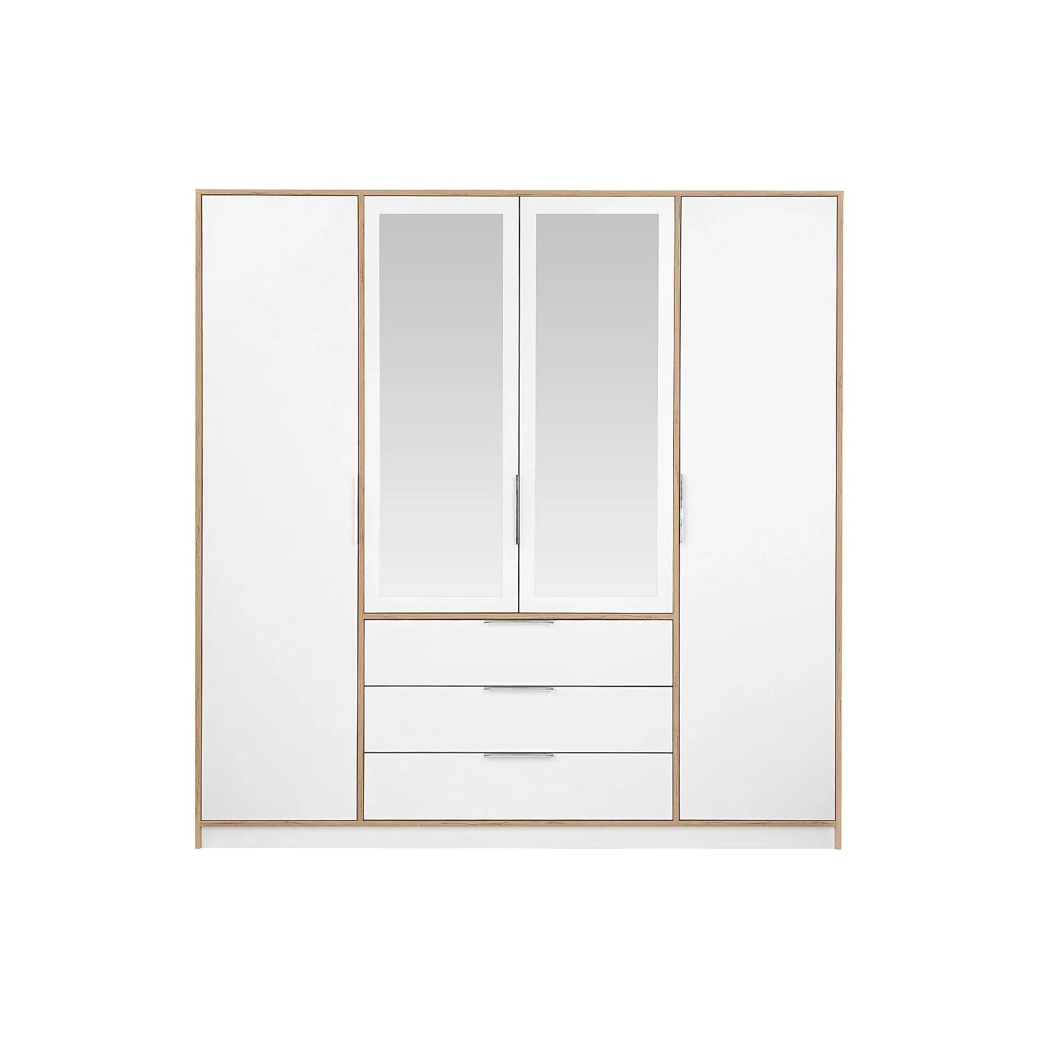 Vente-unique Kleiderschrank Lamiki Naturfarben Hell  Weiß 196 cm