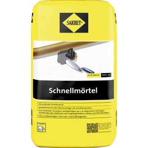 Sakret Schnellmörtel, 10 kg Sack, grauer Trockenmörtel für schnelle Reparaturen und Befestigungen.