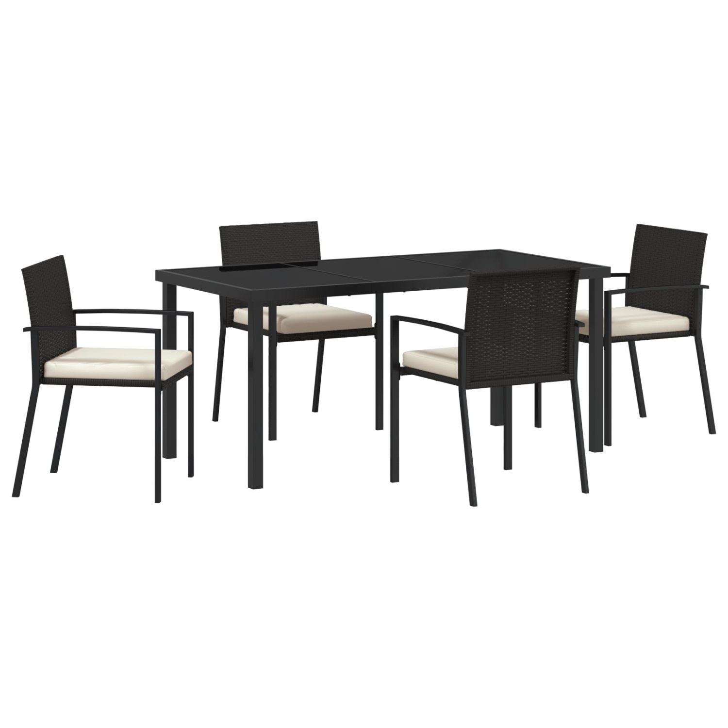 vidaXL Garten Essgruppe 5-Tlg Schwarz Poly Rattan 3379250 günstig online kaufen