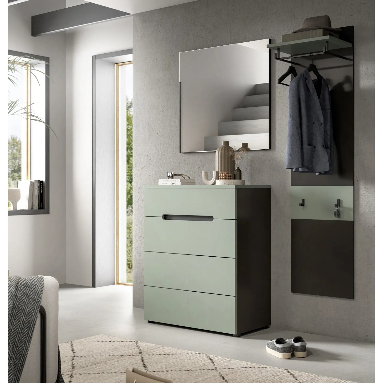 Inn.Furn Garderobenpaneel in Grau und Salbei 45 x 165 cm Cooper_6