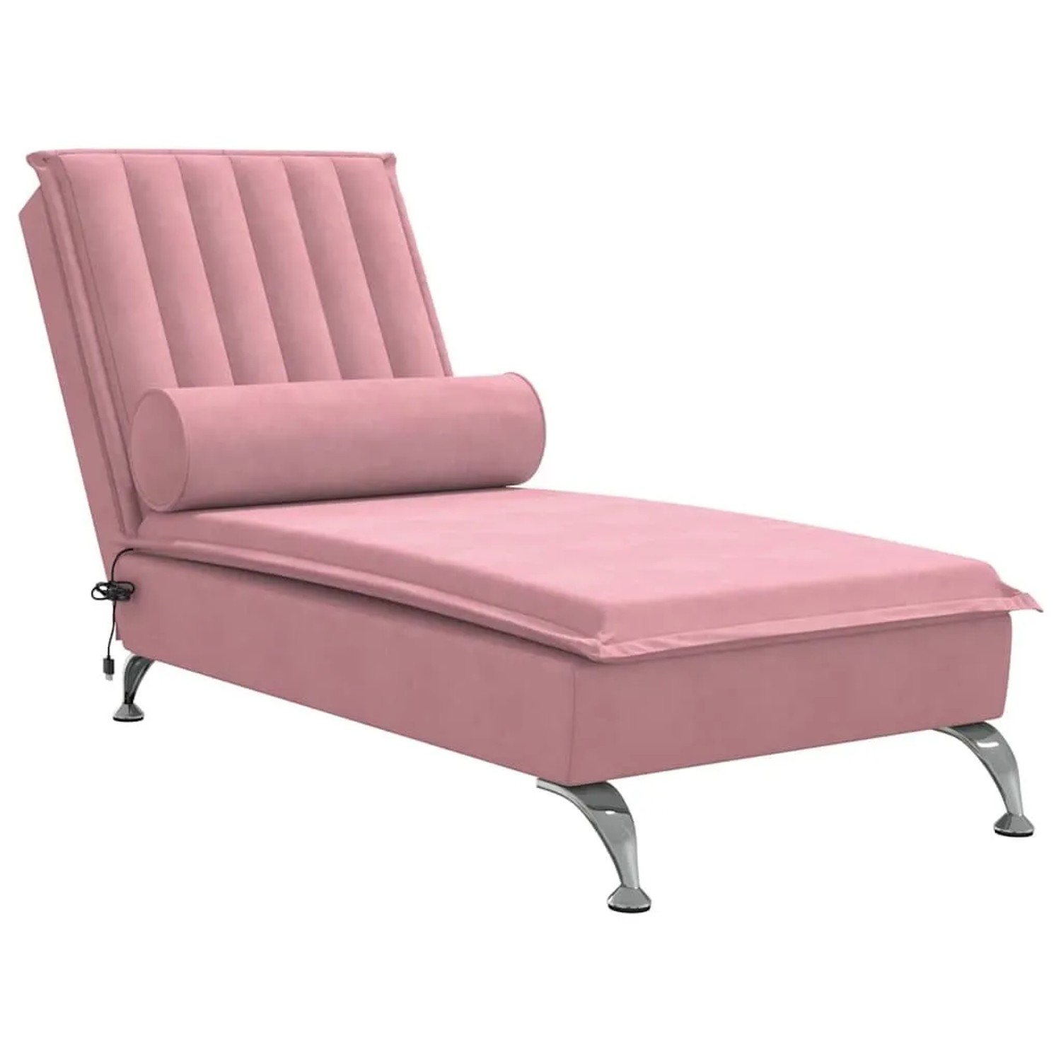 vidaXL Massage-Chaiselongue mit Nackenrolle Rosa Samt 379462
