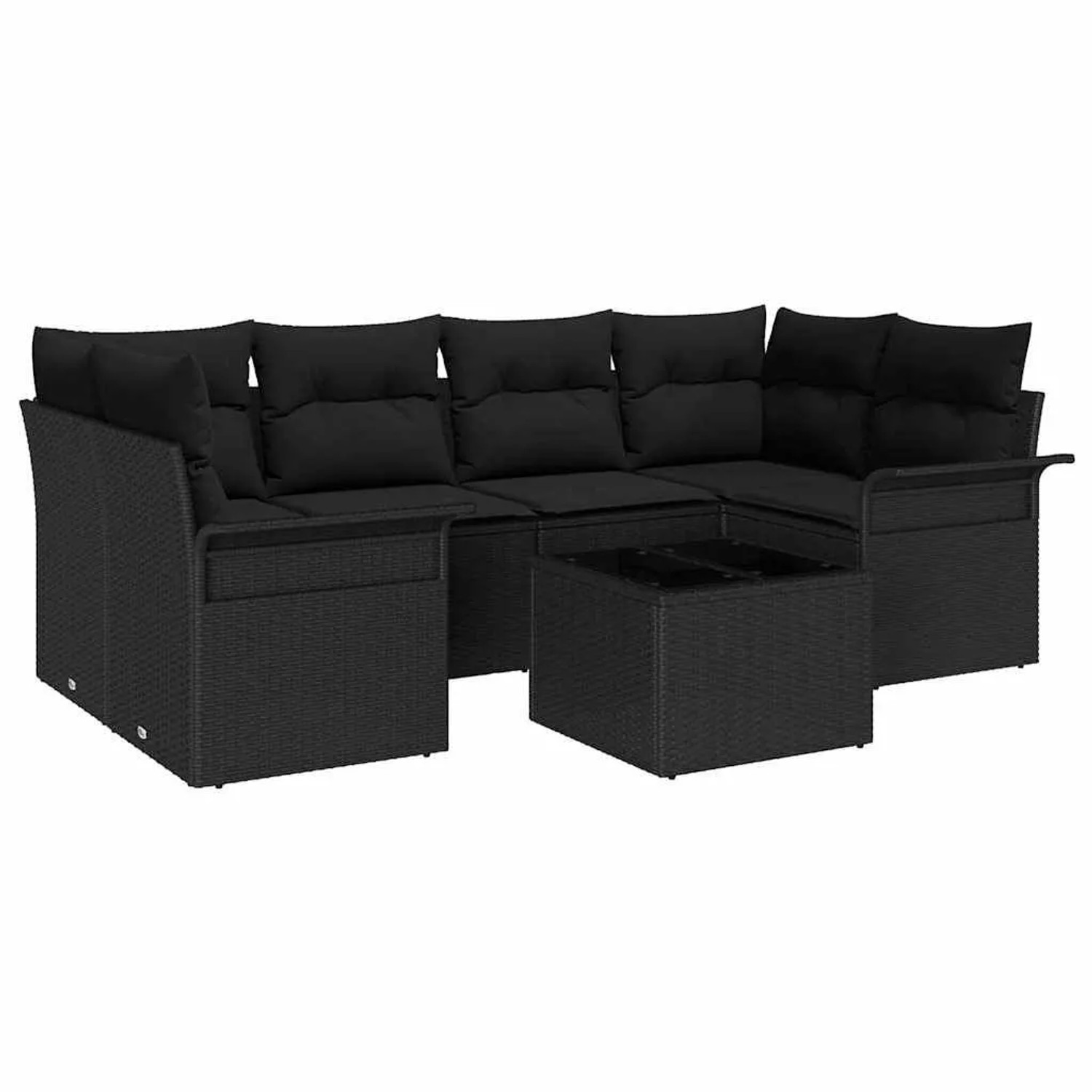 vidaXL Garten-Sofa-Set 7 Stk Schwarz Poly-Rattan und Stahl und Glas 3353932