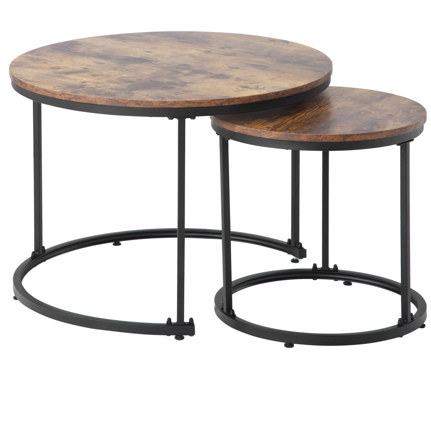 Okwish Couchtisch Rund 2-Set Geschachtelter Beistelltisch Für Wohnzimmer 71 × 71 Cm Natur
