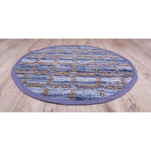 Runder Bestlivings Flickenteppich Jeans Square, 90 cm, aus Jeansstoff in Blautönen.
