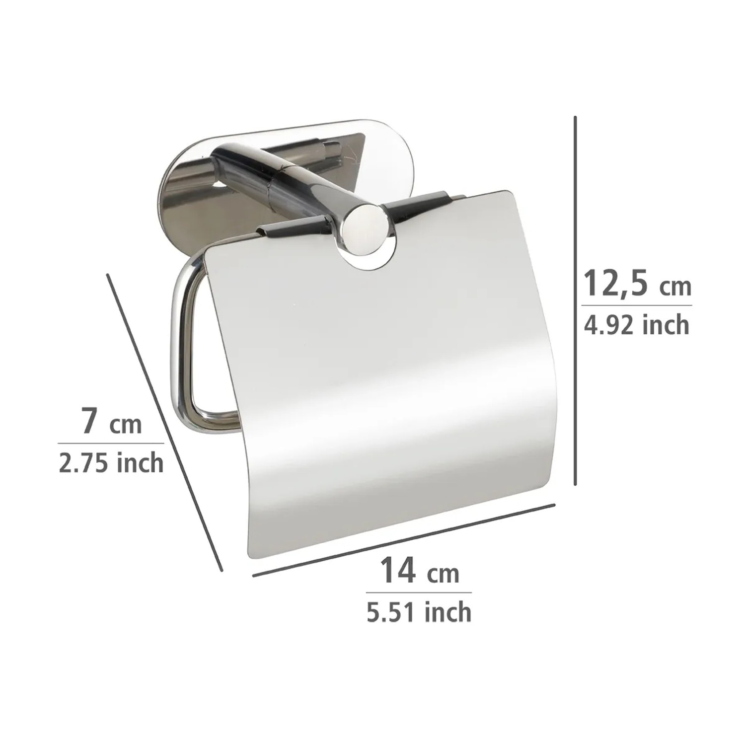 WENKO Toilettenpapierhalter Basic – Aus Edelstahl, Offene Halterung, 12,5x10,5x1,5 Cm