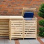 Mülltonnenbox Vario III für 3 Tonnen aus Kiefernholz, naturbelassen. Mülltonnenverkleidung für den Garten.