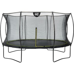 Schwarzes EXIT Silhouette Trampolin D366cm mit Sicherheitsnetz für den Garten.