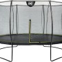 Schwarzes EXIT Silhouette Trampolin D366cm mit Sicherheitsnetz für den Garten.