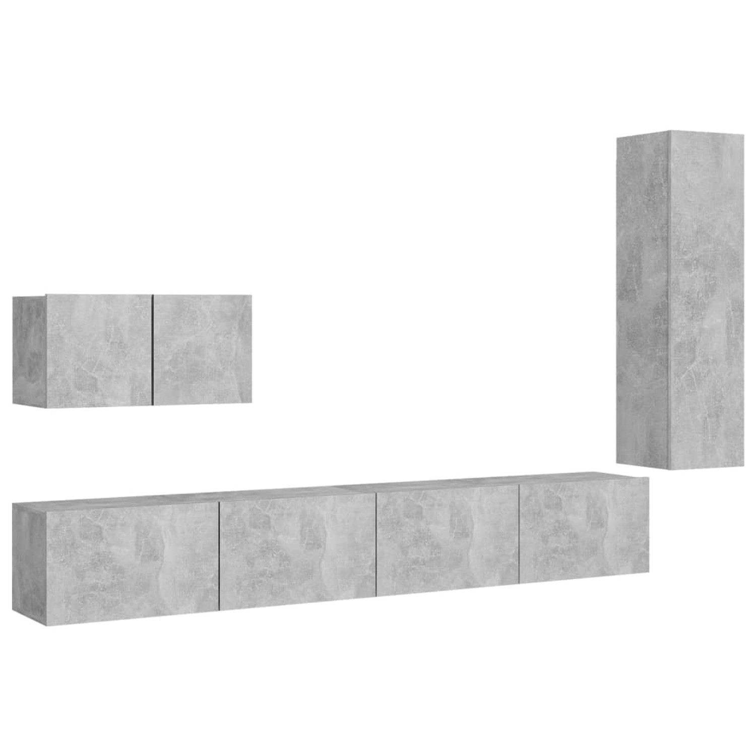 VidaXL 4-tlg. TV-Schrank-Set Betongrau Holzwerkstoff 4 günstig online kaufen
