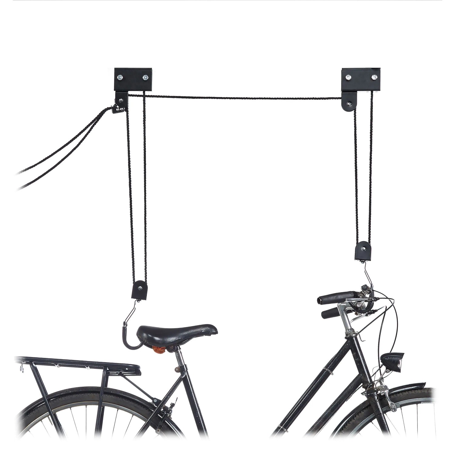 Relaxdays Fahrrad Deckenlift Metall Schwarz Platzsparend 14 m 57 kg