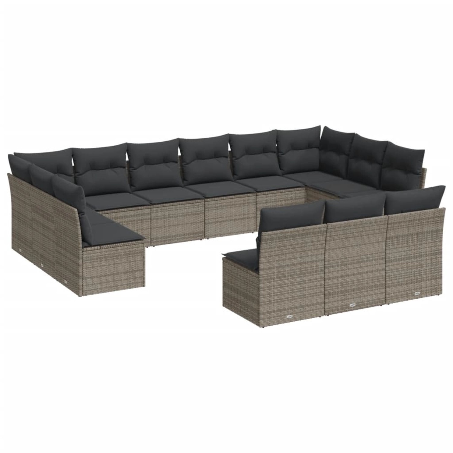 vidaXL 13-tlg Garten-Sofagarnitur mit Kissen Grau Poly Rattan Modell 2