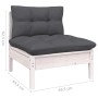 Weißes Gartenmöbel-Lounge-Set aus Kiefernholz mit anthrazitfarbenen Kissen.